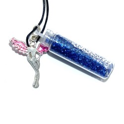 Fairy Blue Glitter Glass Bottle Pendant